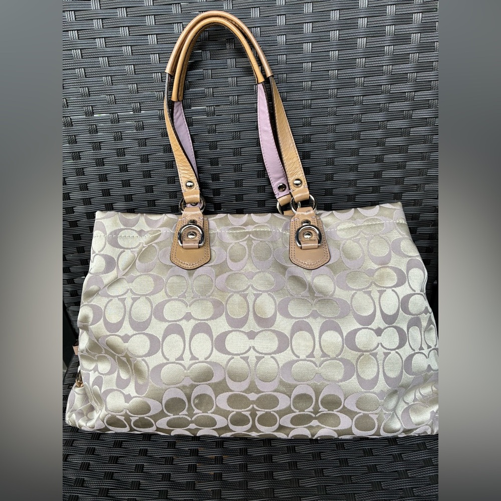 COACH BAG,Coach Cream and ligth purple Bag, COACH Shoulder Bag - Picture 2 of 16